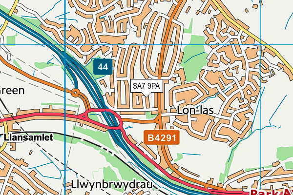 SA7 9PA map - OS VectorMap District (Ordnance Survey)