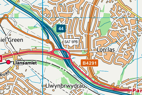 SA7 9PB map - OS VectorMap District (Ordnance Survey)