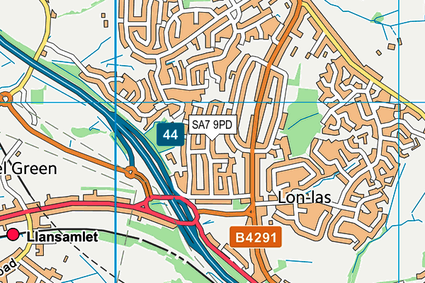 SA7 9PD map - OS VectorMap District (Ordnance Survey)