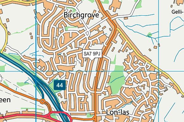 SA7 9PJ map - OS VectorMap District (Ordnance Survey)