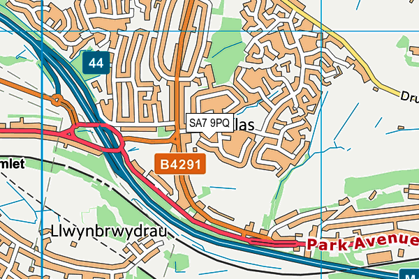 SA7 9PQ map - OS VectorMap District (Ordnance Survey)