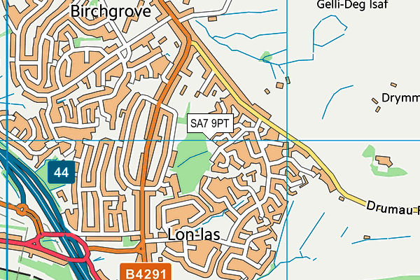 SA7 9PT map - OS VectorMap District (Ordnance Survey)