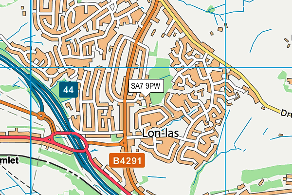 SA7 9PW map - OS VectorMap District (Ordnance Survey)