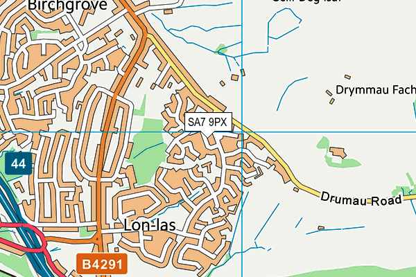 SA7 9PX map - OS VectorMap District (Ordnance Survey)