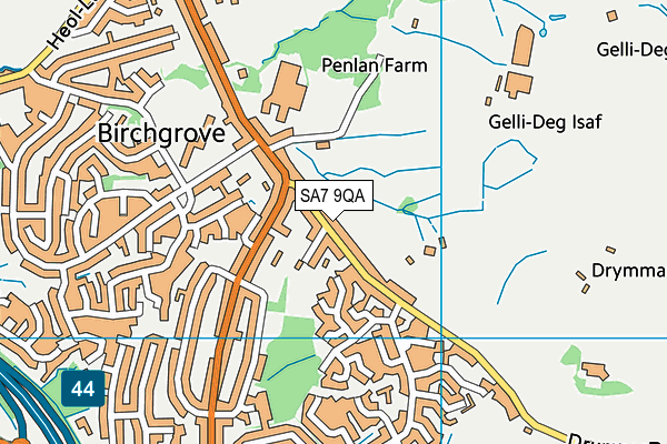 SA7 9QA map - OS VectorMap District (Ordnance Survey)