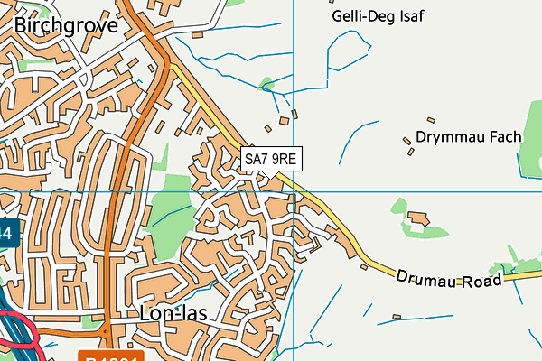 SA7 9RE map - OS VectorMap District (Ordnance Survey)