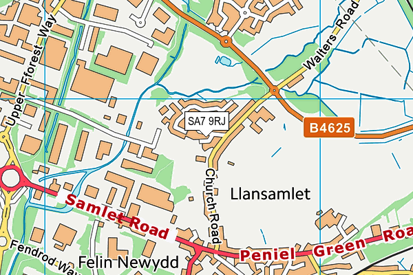 SA7 9RJ map - OS VectorMap District (Ordnance Survey)