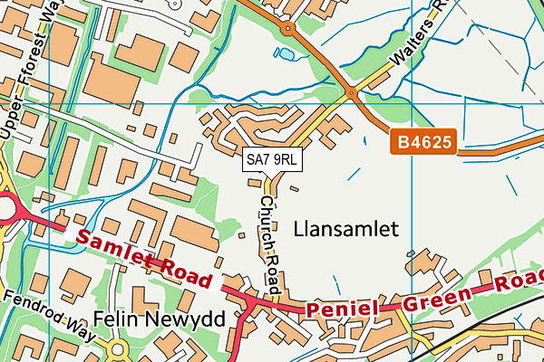 SA7 9RL map - OS VectorMap District (Ordnance Survey)