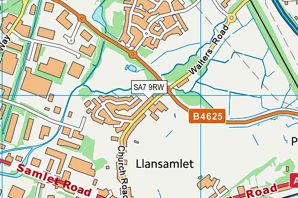 Ysgol Gymraeg  Lon Las map (SA7 9RW) - OS VectorMap District (Ordnance Survey)