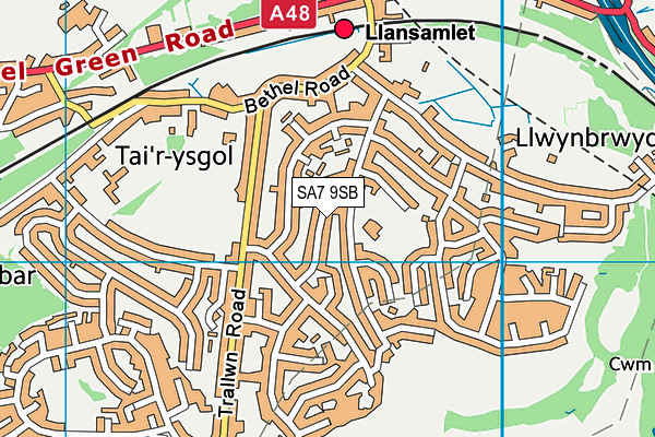 SA7 9SB map - OS VectorMap District (Ordnance Survey)