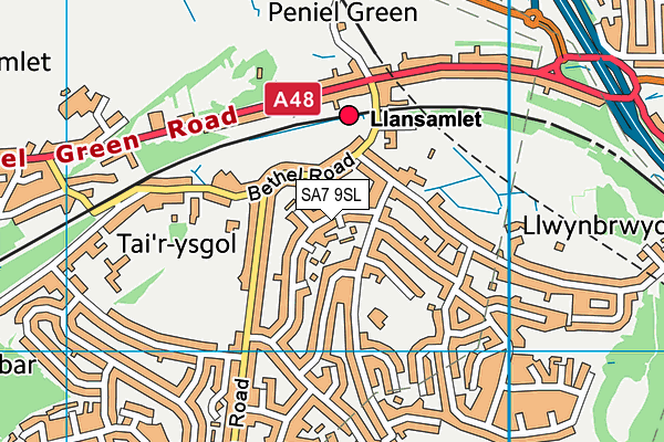 SA7 9SL map - OS VectorMap District (Ordnance Survey)