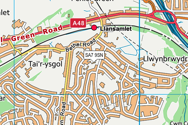 SA7 9SN map - OS VectorMap District (Ordnance Survey)