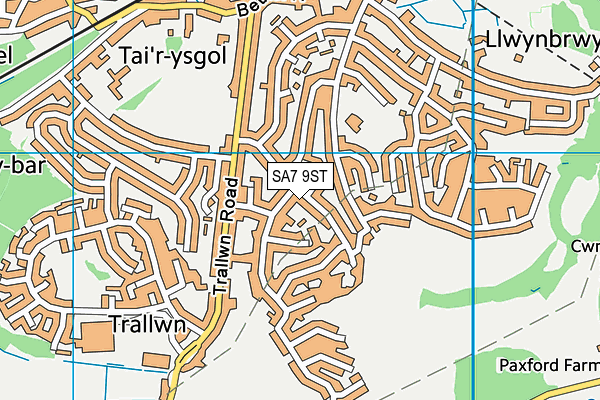 SA7 9ST map - OS VectorMap District (Ordnance Survey)