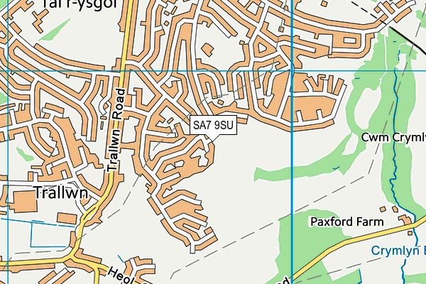 SA7 9SU map - OS VectorMap District (Ordnance Survey)