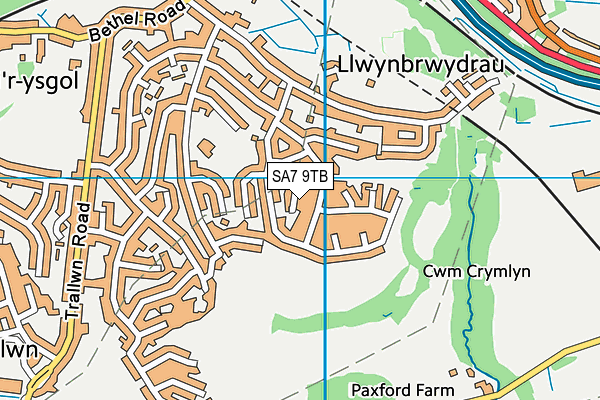 SA7 9TB map - OS VectorMap District (Ordnance Survey)