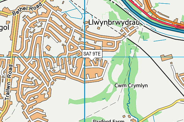 SA7 9TE map - OS VectorMap District (Ordnance Survey)