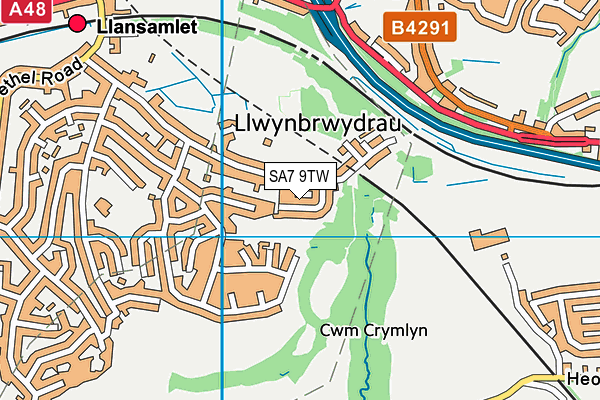 SA7 9TW map - OS VectorMap District (Ordnance Survey)