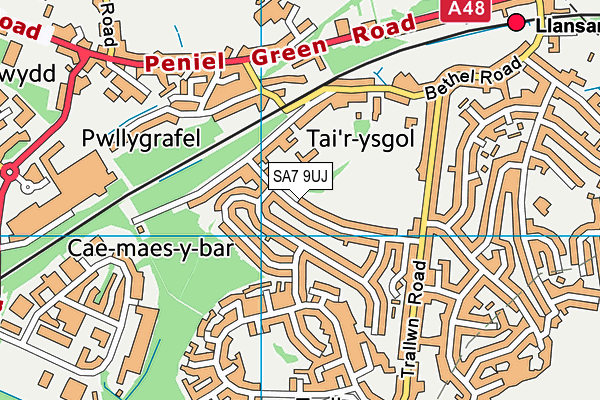 Trallwn Primary School map (SA7 9UJ) - OS VectorMap District (Ordnance Survey)