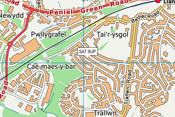 SA7 9UP map - OS VectorMap District (Ordnance Survey)