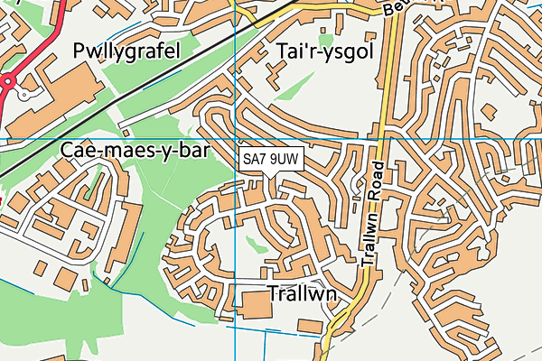 SA7 9UW map - OS VectorMap District (Ordnance Survey)