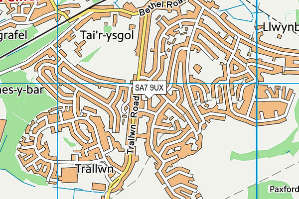 SA7 9UX map - OS VectorMap District (Ordnance Survey)