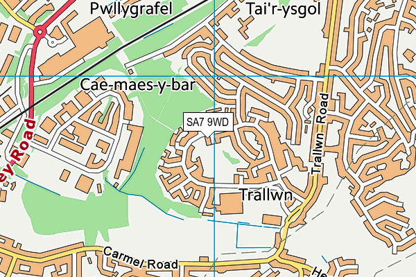 SA7 9WD map - OS VectorMap District (Ordnance Survey)