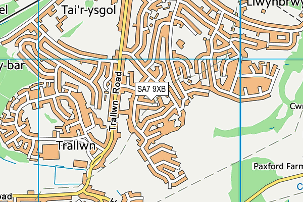 SA7 9XB map - OS VectorMap District (Ordnance Survey)