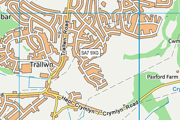 SA7 9XG map - OS VectorMap District (Ordnance Survey)