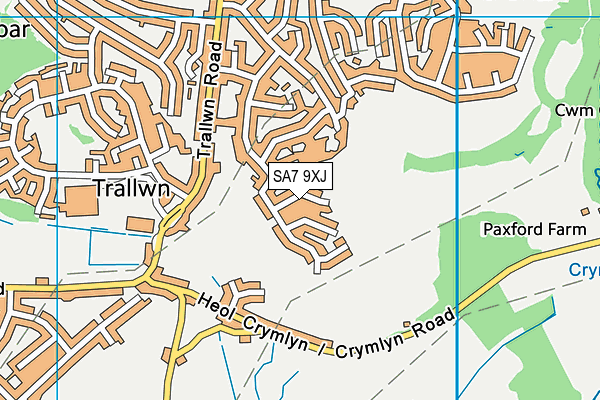 SA7 9XJ map - OS VectorMap District (Ordnance Survey)