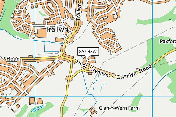 SA7 9XW map - OS VectorMap District (Ordnance Survey)