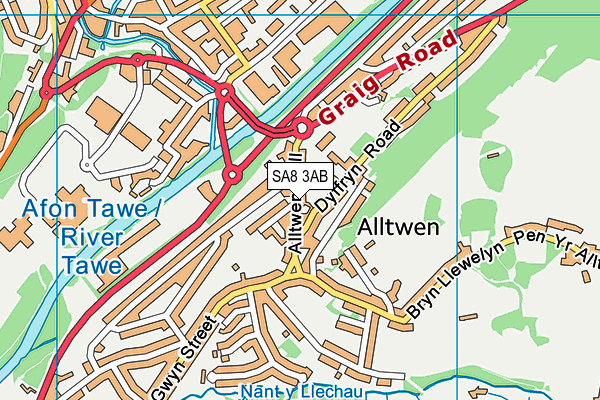Alltwen Primary School map (SA8 3AB) - OS VectorMap District (Ordnance Survey)