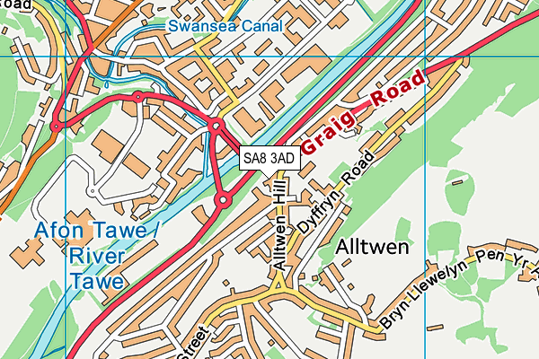 SA8 3AD map - OS VectorMap District (Ordnance Survey)