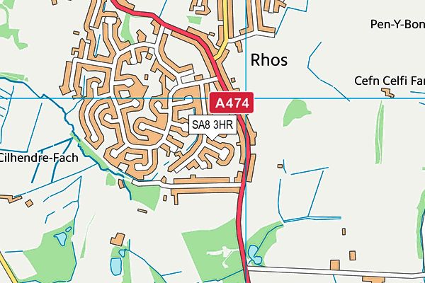 SA8 3HR map - OS VectorMap District (Ordnance Survey)