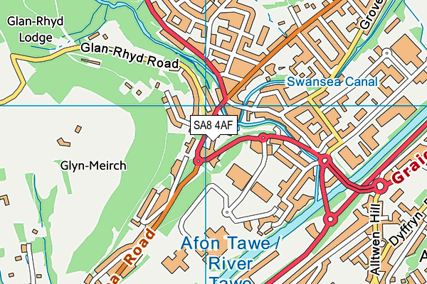 SA8 4AF map - OS VectorMap District (Ordnance Survey)