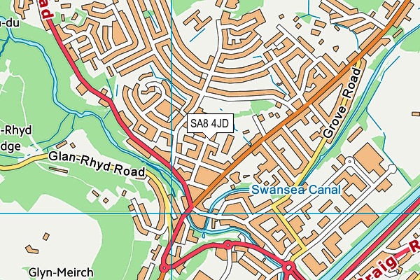 SA8 4JD map - OS VectorMap District (Ordnance Survey)