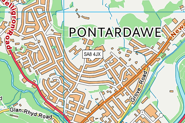 YGG Pontardawe map (SA8 4JX) - OS VectorMap District (Ordnance Survey)