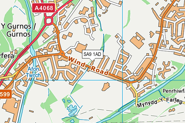 SA9 1AD map - OS VectorMap District (Ordnance Survey)