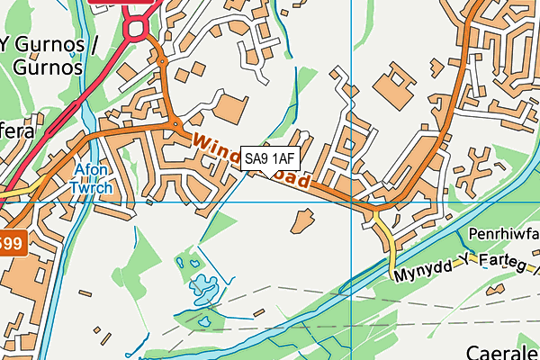 SA9 1AF map - OS VectorMap District (Ordnance Survey)