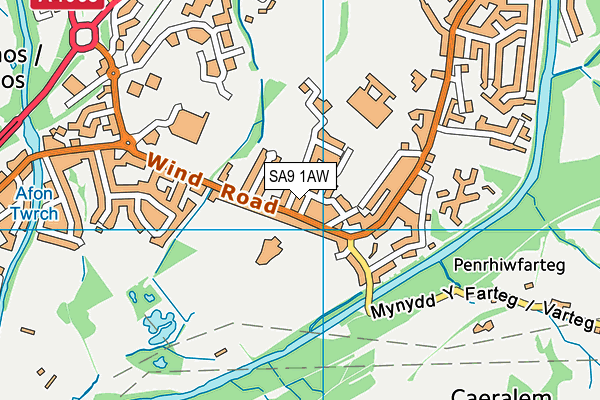 SA9 1AW map - OS VectorMap District (Ordnance Survey)