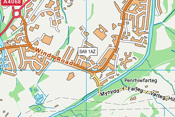 SA9 1AZ map - OS VectorMap District (Ordnance Survey)
