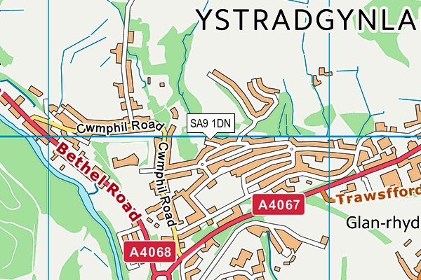 SA9 1DN map - OS VectorMap District (Ordnance Survey)