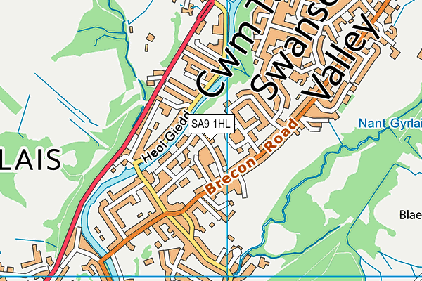 SA9 1HL map - OS VectorMap District (Ordnance Survey)