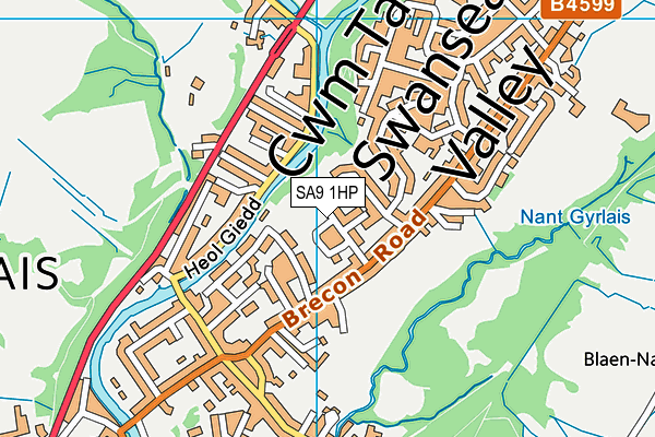 SA9 1HP map - OS VectorMap District (Ordnance Survey)