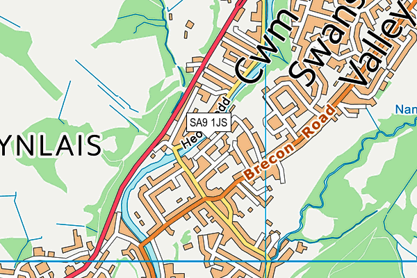 SA9 1JS map - OS VectorMap District (Ordnance Survey)