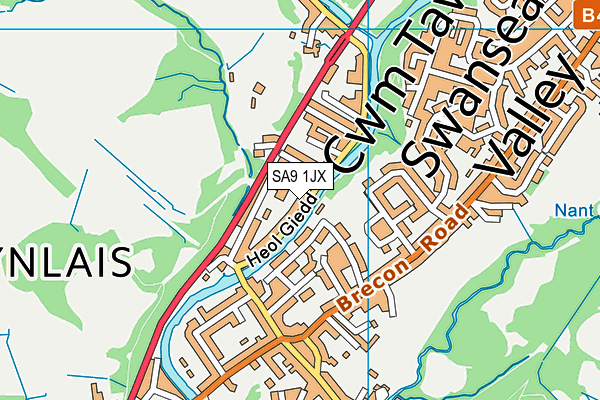 SA9 1JX map - OS VectorMap District (Ordnance Survey)