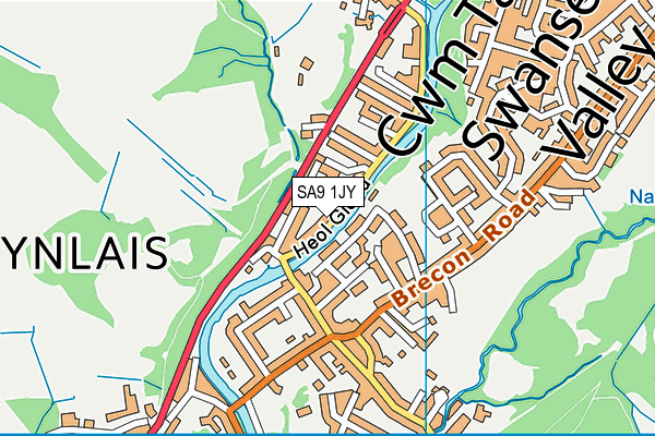 SA9 1JY map - OS VectorMap District (Ordnance Survey)