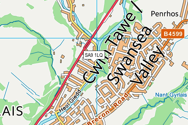 SA9 1LQ map - OS VectorMap District (Ordnance Survey)