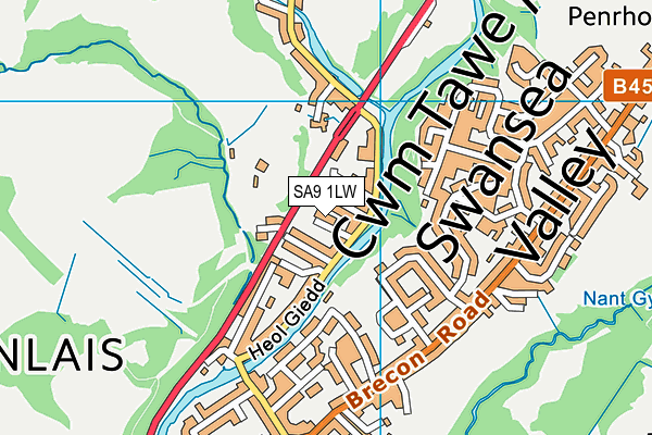 SA9 1LW map - OS VectorMap District (Ordnance Survey)