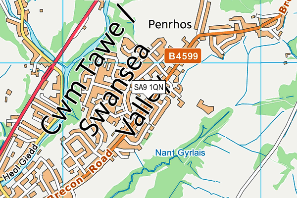 SA9 1QN map - OS VectorMap District (Ordnance Survey)