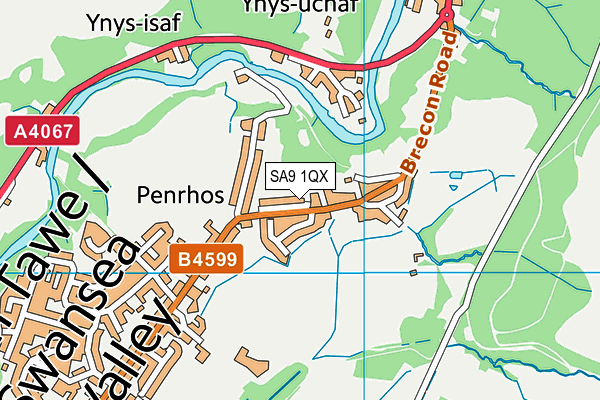 SA9 1QX map - OS VectorMap District (Ordnance Survey)